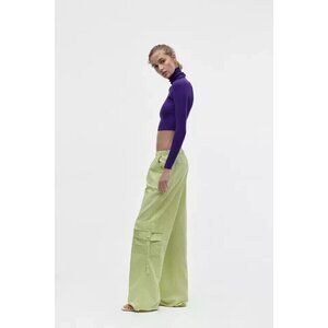 Zara Ribbed Knit Cropped Turtleneck Sweater Purple Size Large (Runs Small)